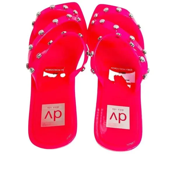 DV DOLCE VITA SHELLY RHINESTONE JELLY SANDALS HOT PINK WOMEN SIZE 6 WITH BOX NEW - Picture 5 of 7